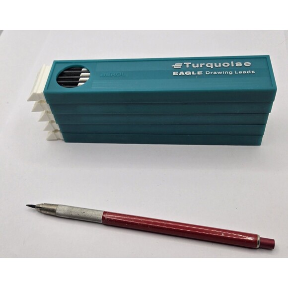 KOH-I-NOOR Technigraph 5611 Leadholder Clutch Italy W/ Turquoise Eagle Lead - Picture 2 of 6